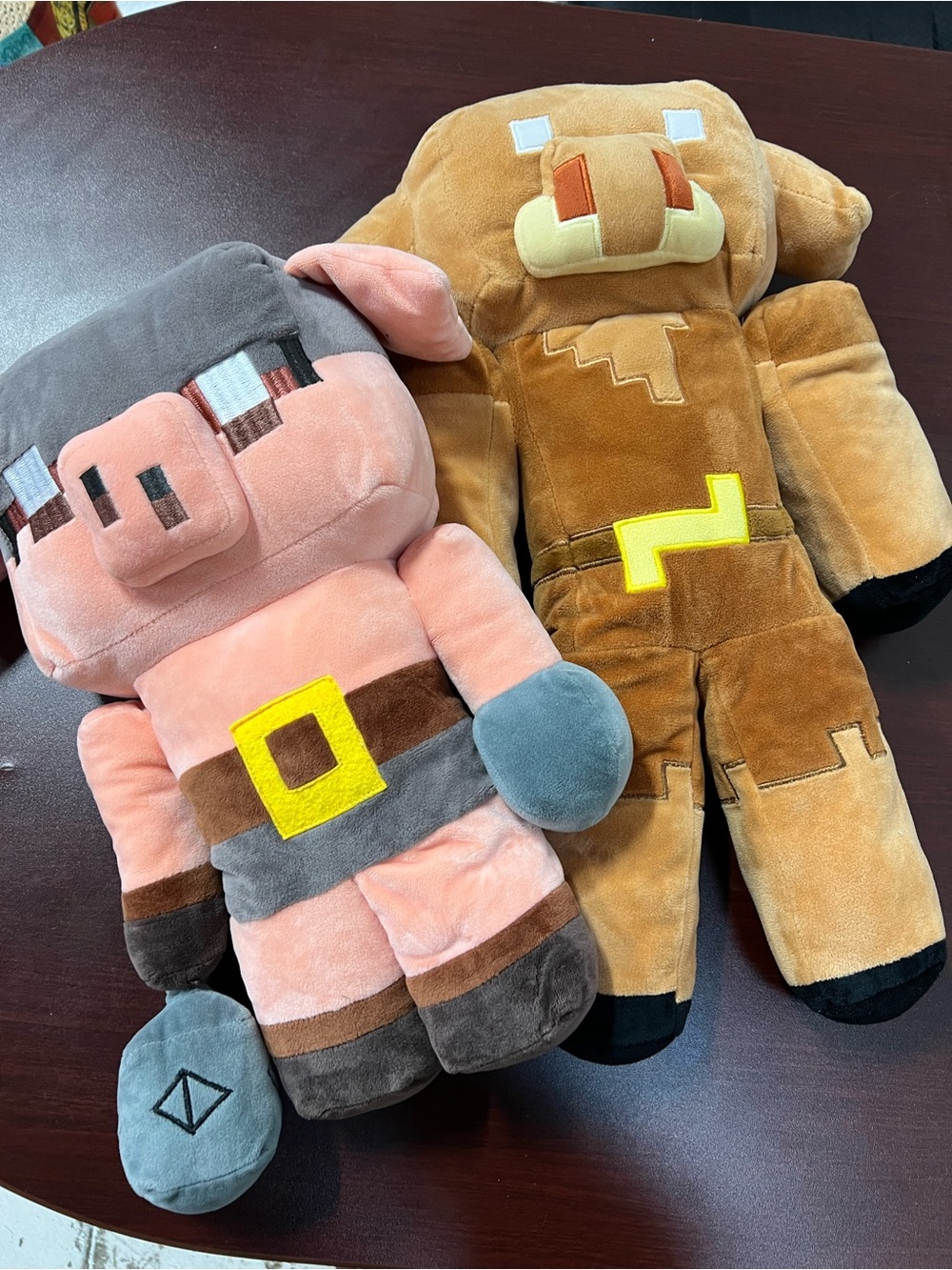 Pink and Brown Plush Game Character Set - Kids Toys Minecraft RUNT BUDDY PIGLIN